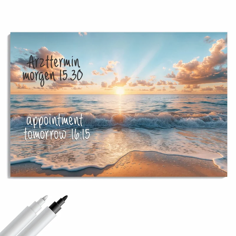 Metall Magnettafel - Sonne über der Brandung