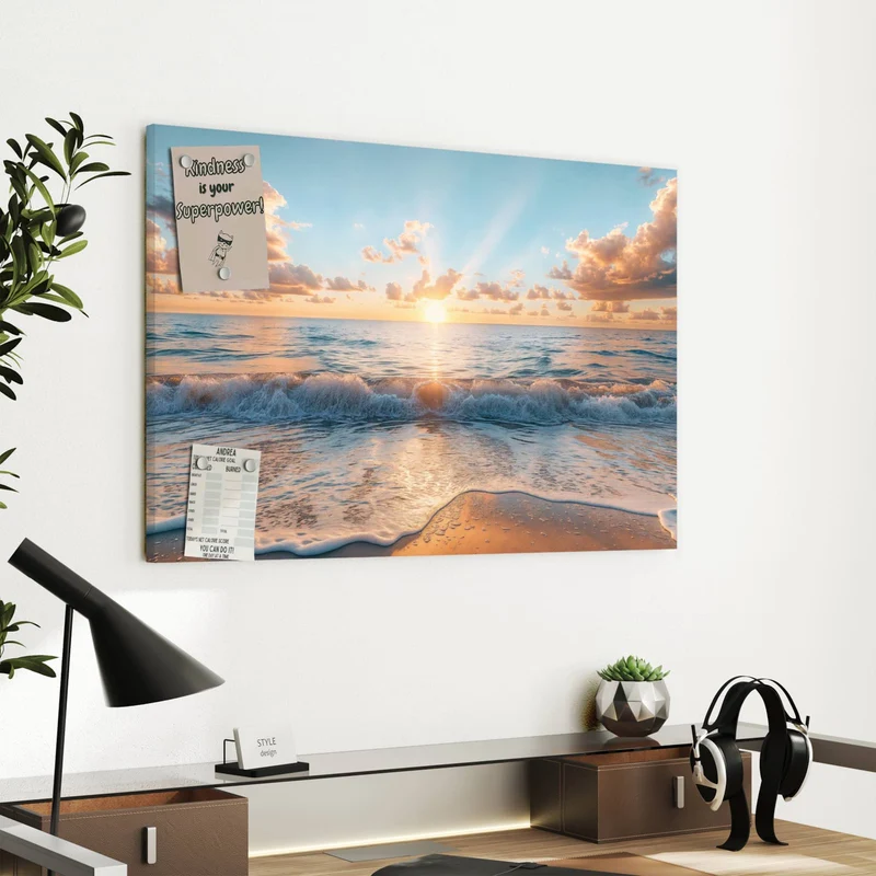 Metall Magnettafel - Sonne über der Brandung