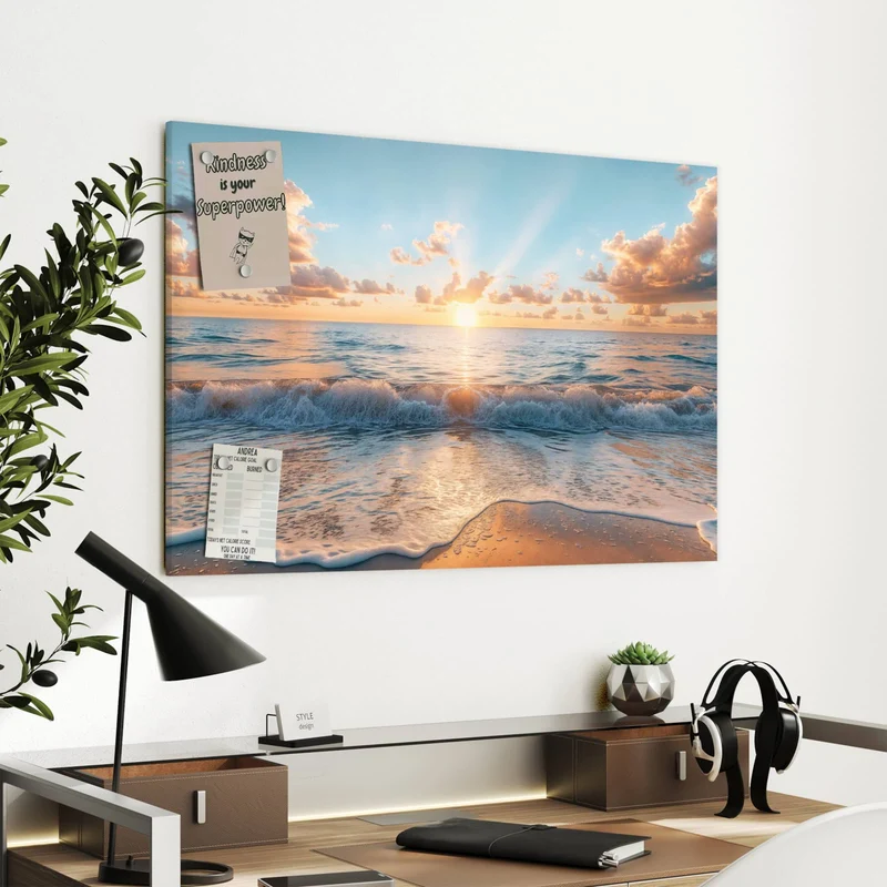 Metall Magnettafel - Sonne über der Brandung