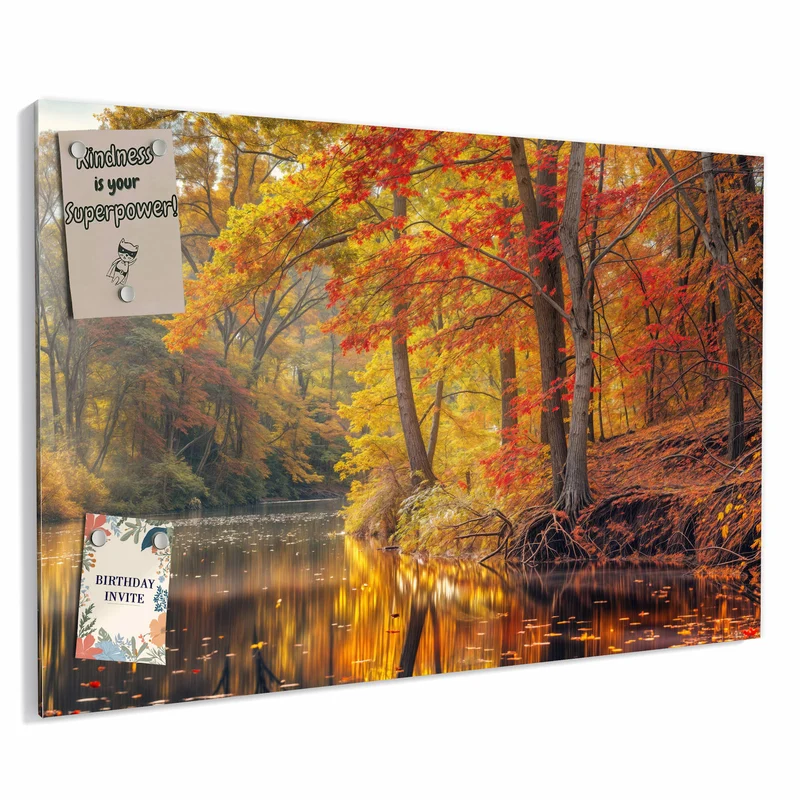 Metall Magnettafel - Herbstfarben am Seeufer