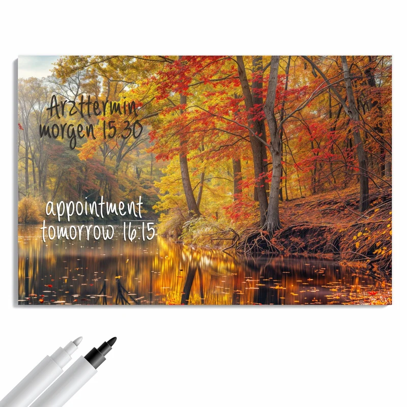 Metall Magnettafel - Herbstfarben am Seeufer