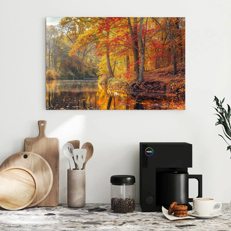 Metall Magnettafel - Herbstfarben am Seeufer