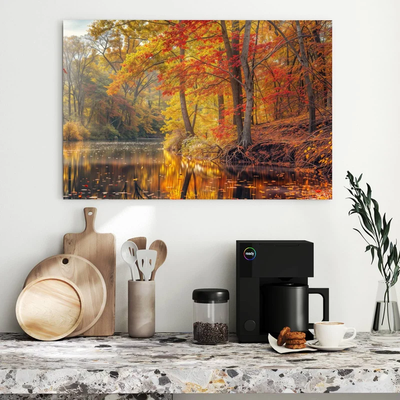 Metall Magnettafel - Herbstfarben am Seeufer