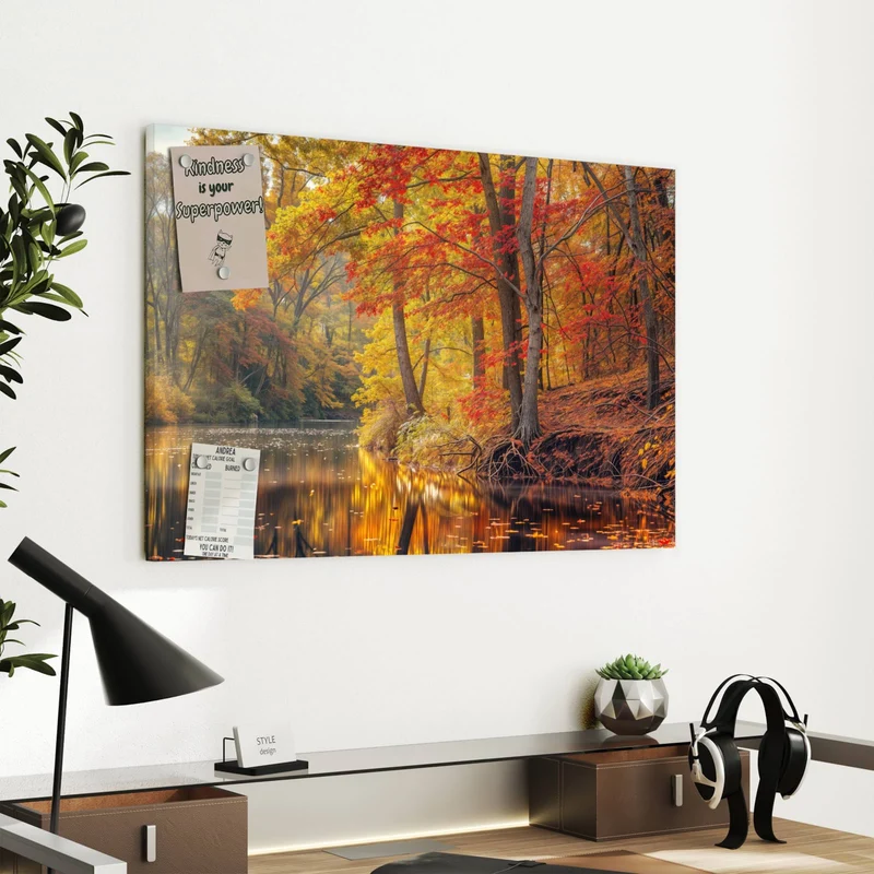 Metall Magnettafel - Herbstfarben am Seeufer