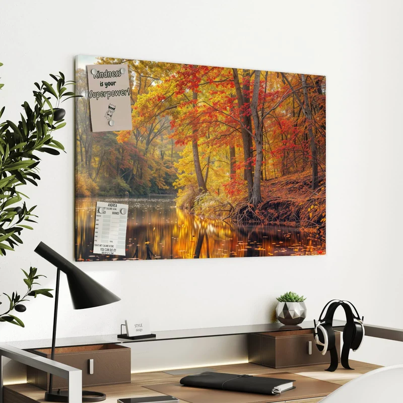 Metall Magnettafel - Herbstfarben am Seeufer