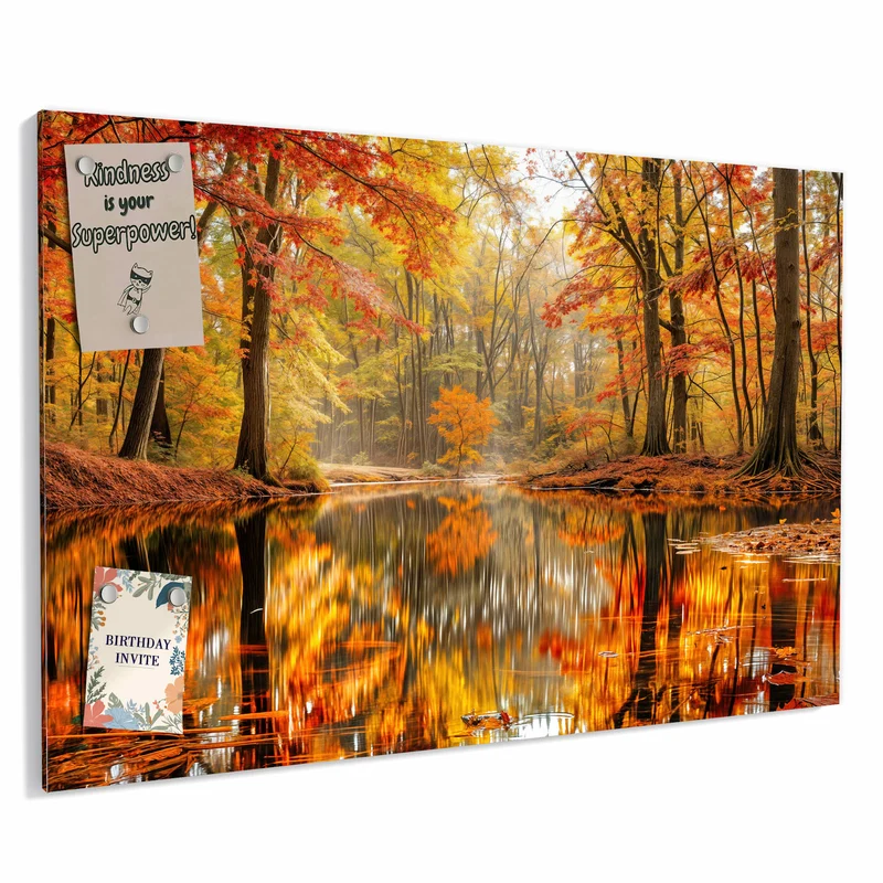 Metall Magnettafel - Herbstwald am See
