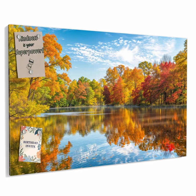 Metall Magnettafel - Spiegelung im Herbstsee