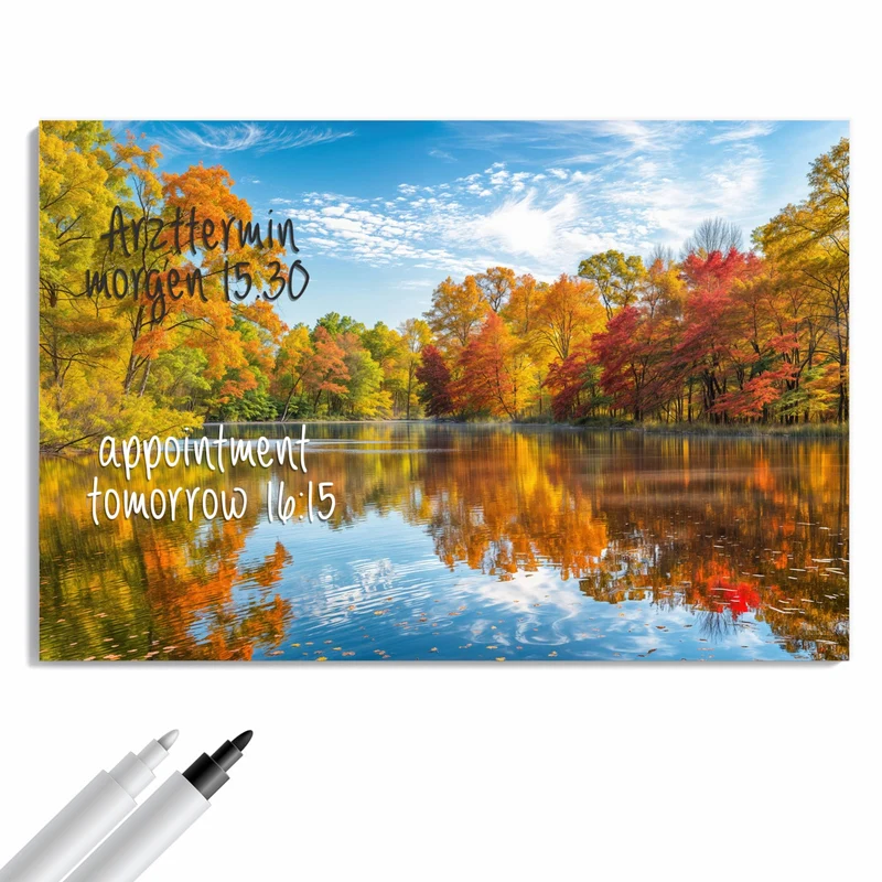 Metall Magnettafel - Spiegelung im Herbstsee