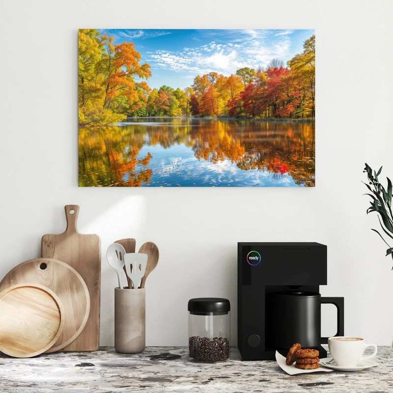 Metall Magnettafel - Spiegelung im Herbstsee
