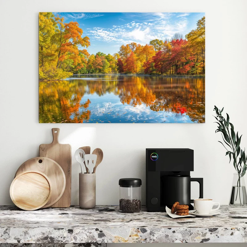 Metall Magnettafel - Spiegelung im Herbstsee