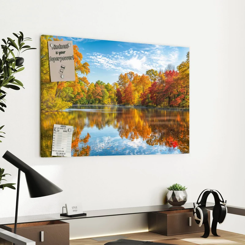 Metall Magnettafel - Spiegelung im Herbstsee