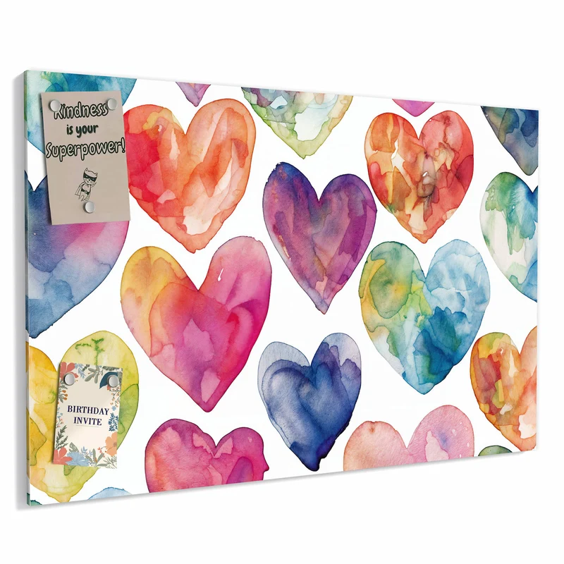 Metall Magnettafel - Aquarellherzen
