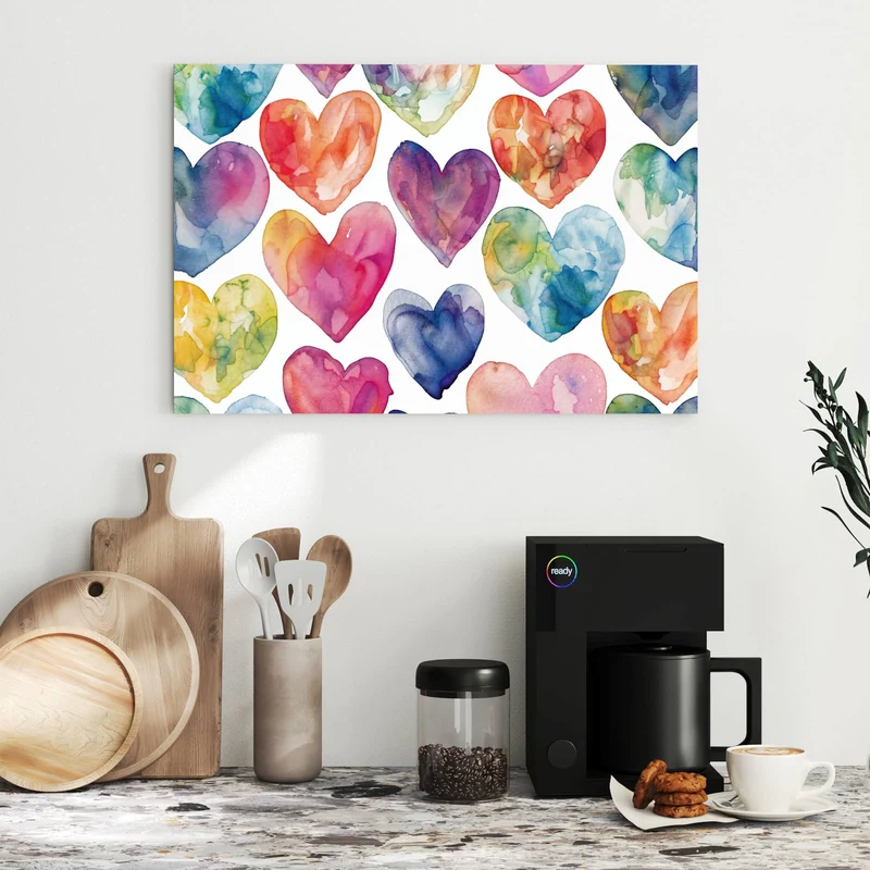 Metall Magnettafel - Aquarellherzen