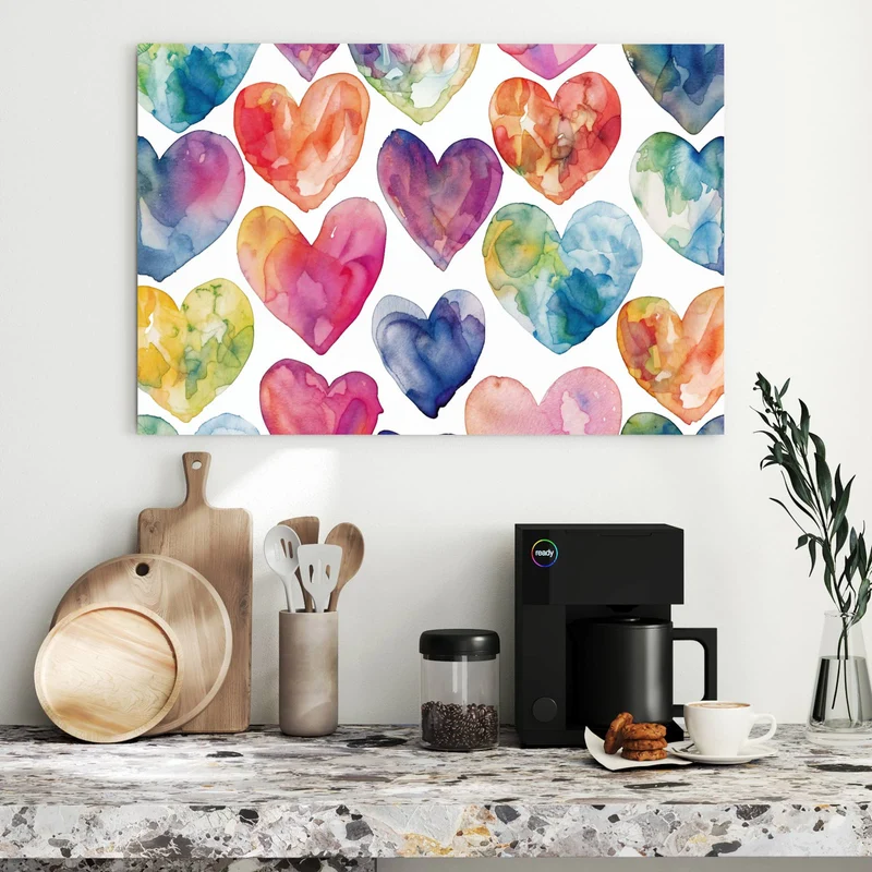 Metall Magnettafel - Aquarellherzen