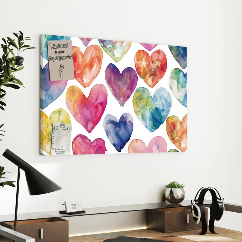 Metall Magnettafel - Aquarellherzen