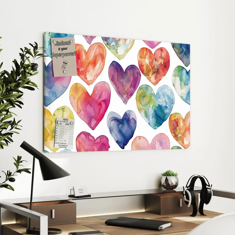 Metall Magnettafel - Aquarellherzen