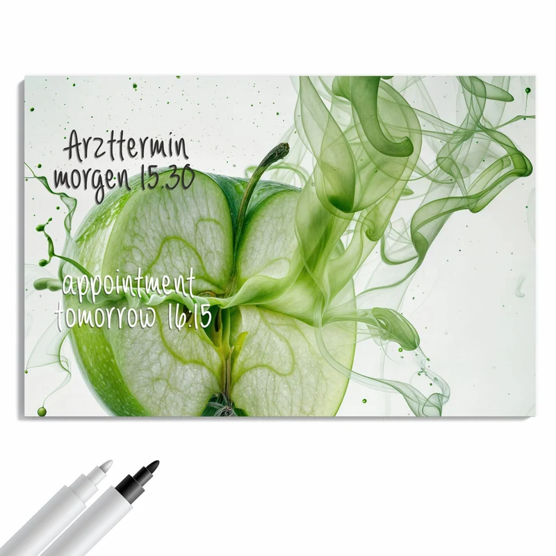 Metall Magnettafel - Apfel in grünem Rauch