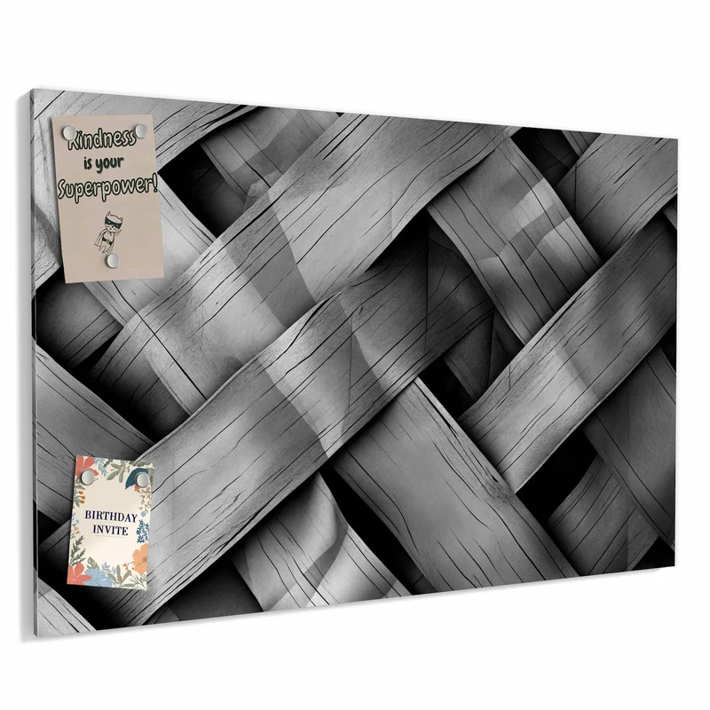 Metall Magnettafel - Graues Holzgeflecht