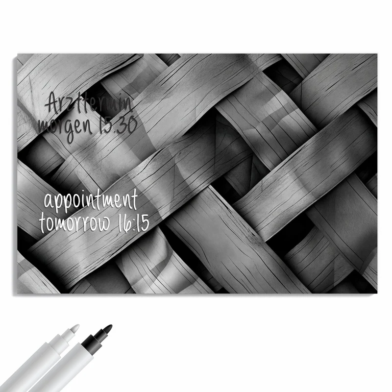 Metall Magnettafel - Graues Holzgeflecht