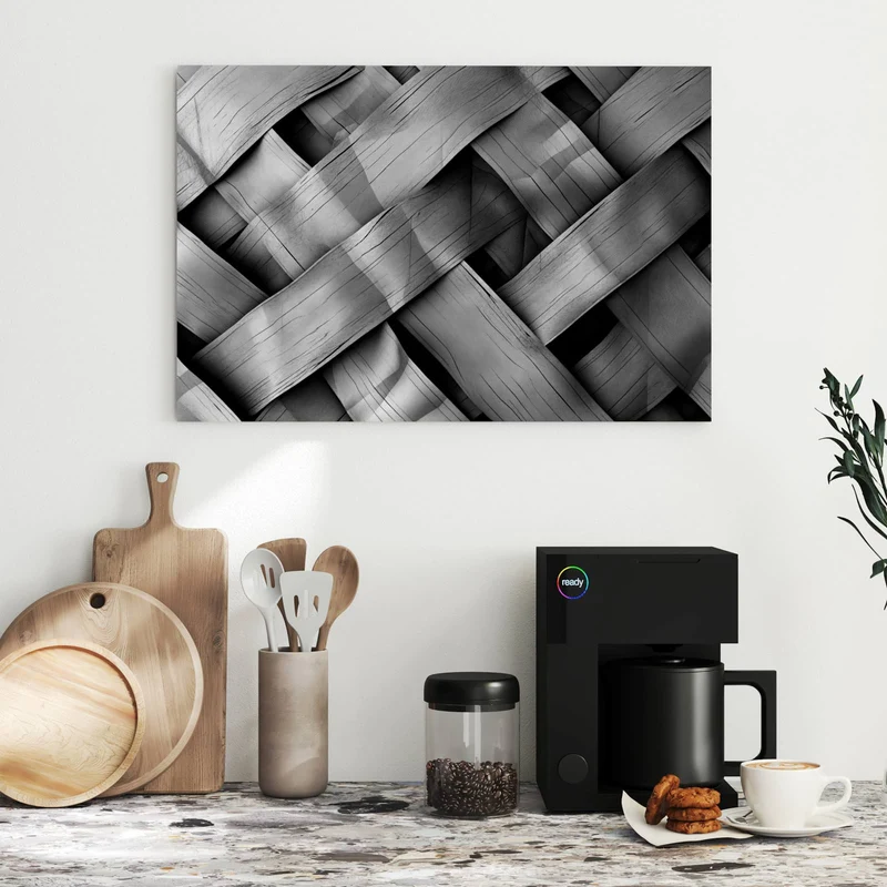 Metall Magnettafel - Graues Holzgeflecht