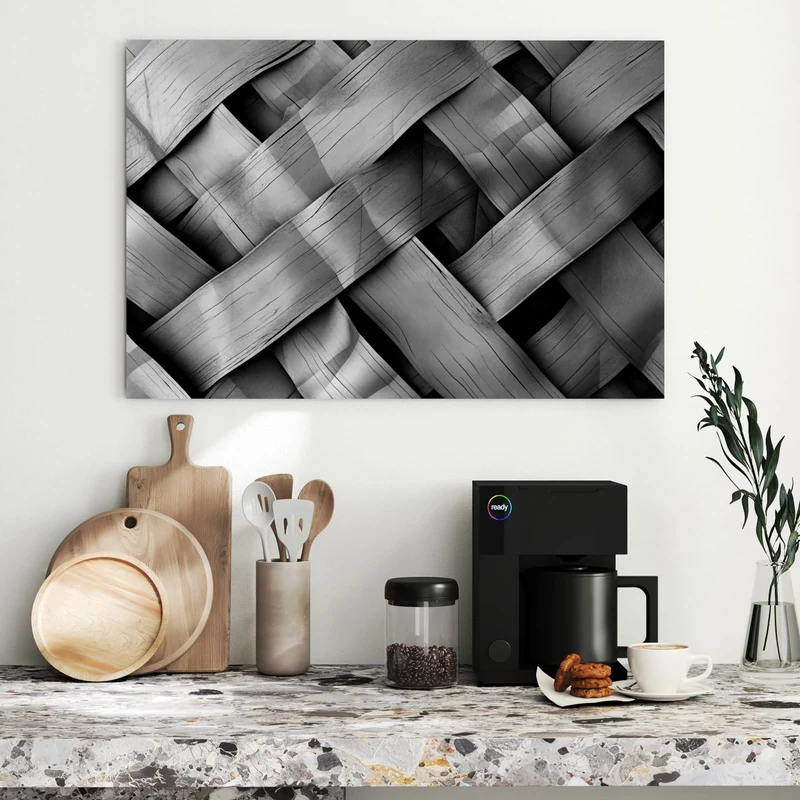 Metall Magnettafel - Graues Holzgeflecht