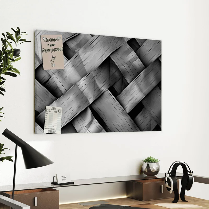 Metall Magnettafel - Graues Holzgeflecht