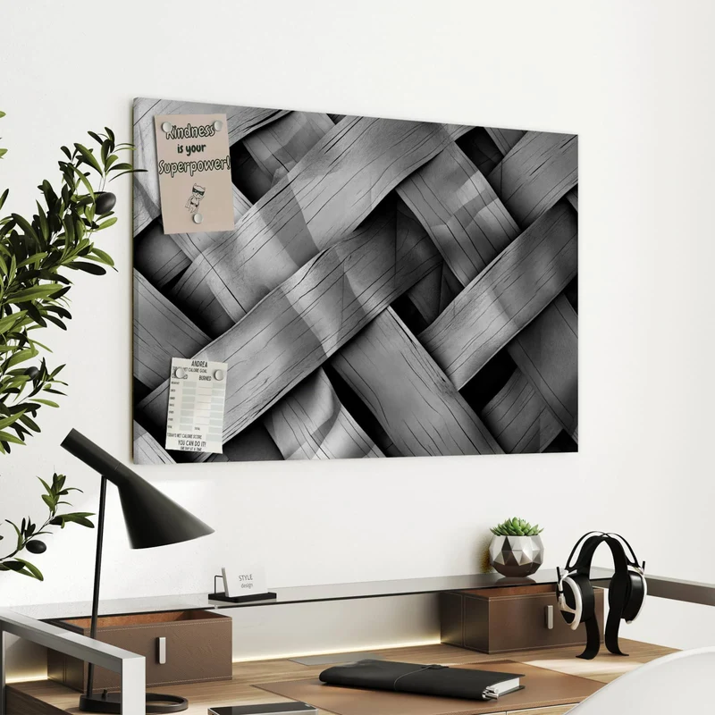 Metall Magnettafel - Graues Holzgeflecht