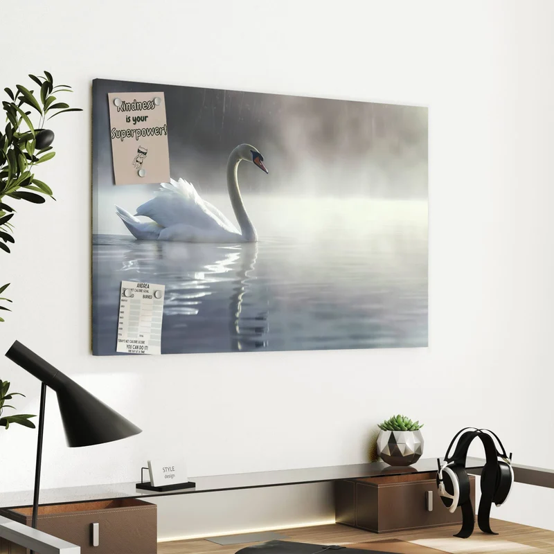 Metall Magnettafel - Schwimmender Schwan