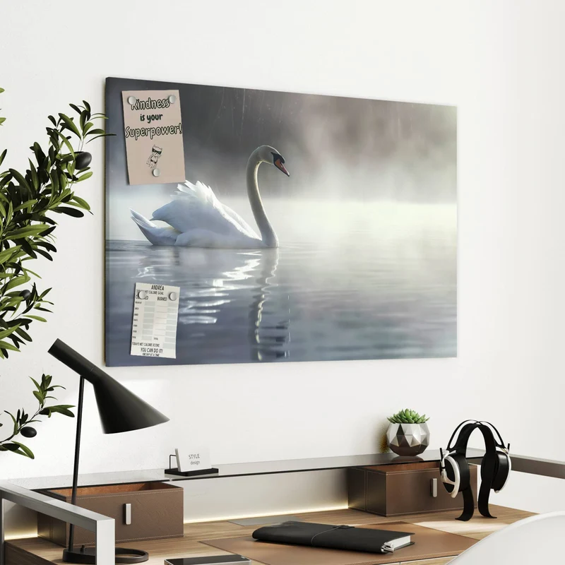 Metall Magnettafel - Schwimmender Schwan