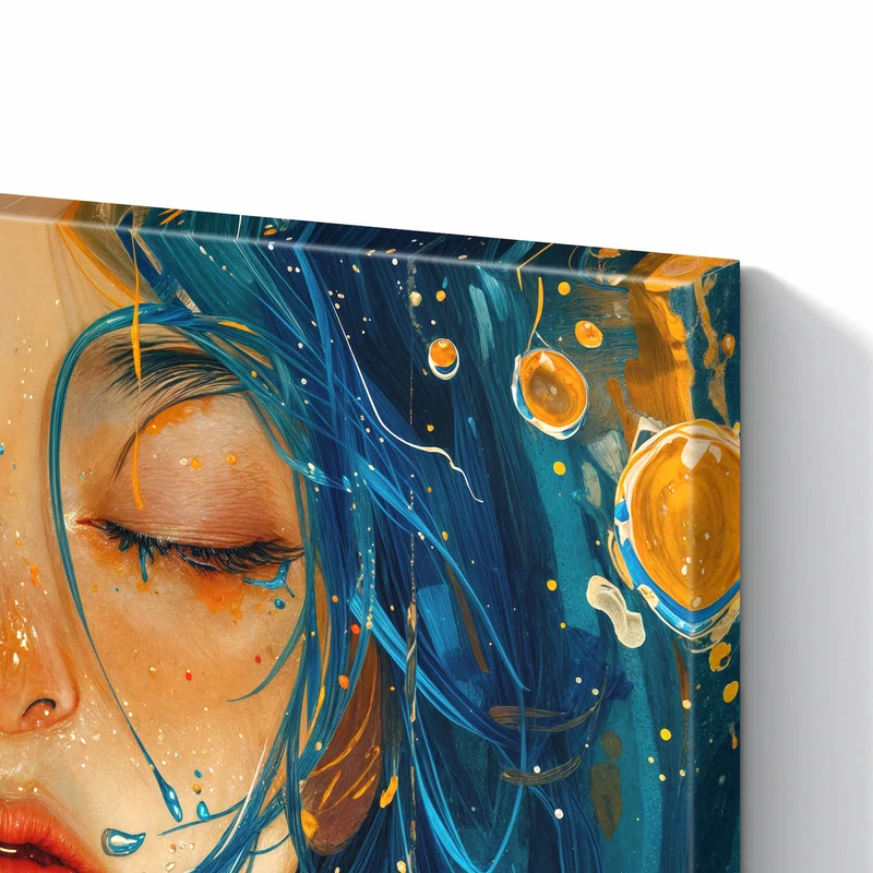 Metall Magnettafel - Gesicht mit blauem Haar