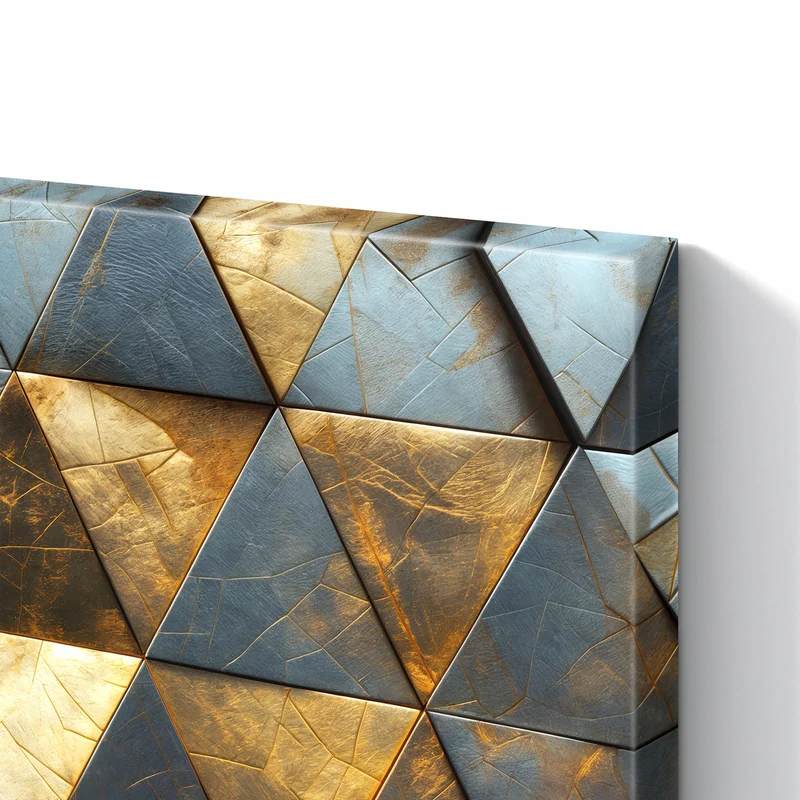 Metall Magnettafel - Blaugoldene Dreiecke