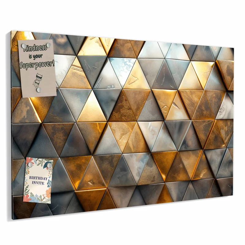Metall Magnettafel - Metalldreiecke in Gold
