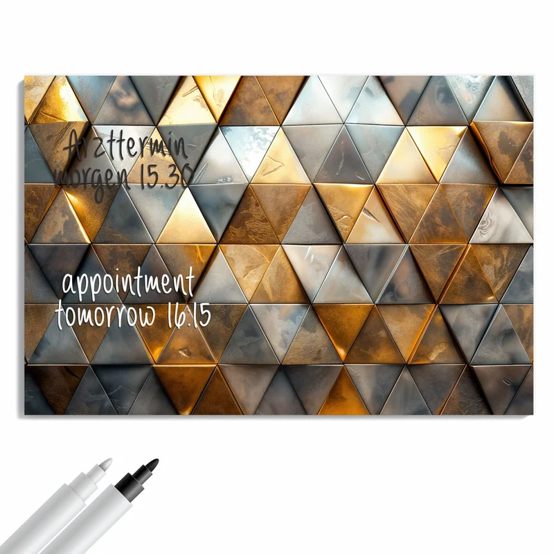 Metall Magnettafel - Metalldreiecke in Gold