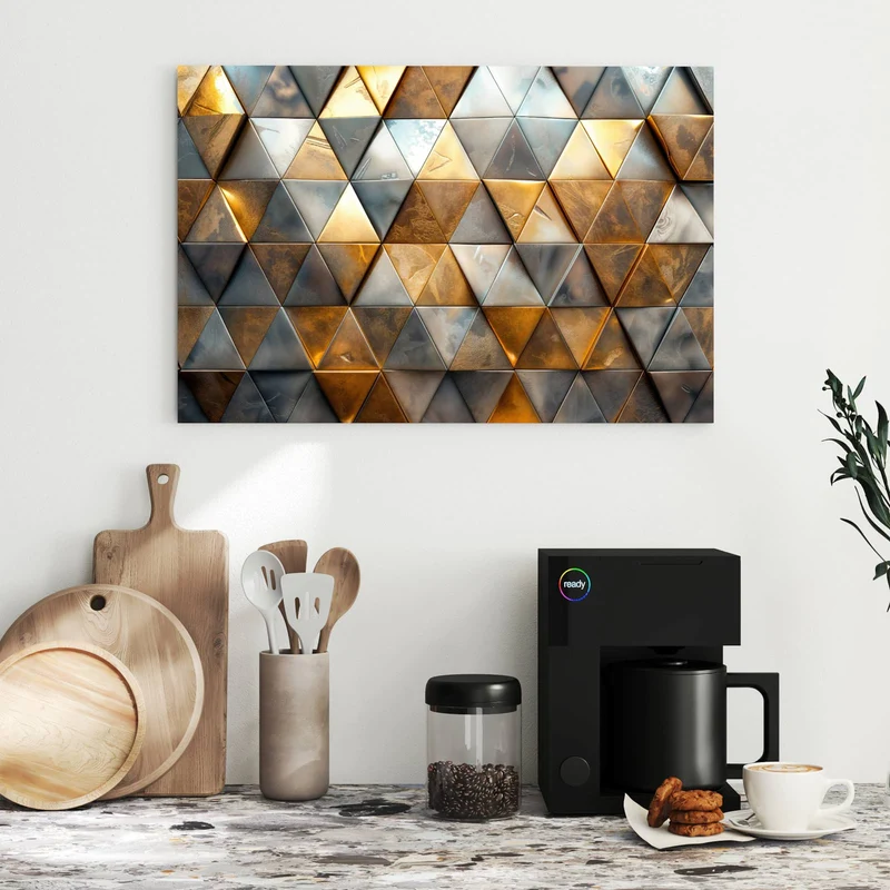 Metall Magnettafel - Metalldreiecke in Gold