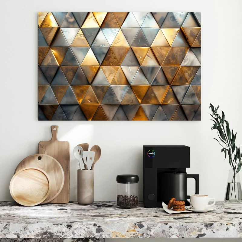 Metall Magnettafel - Metalldreiecke in Gold