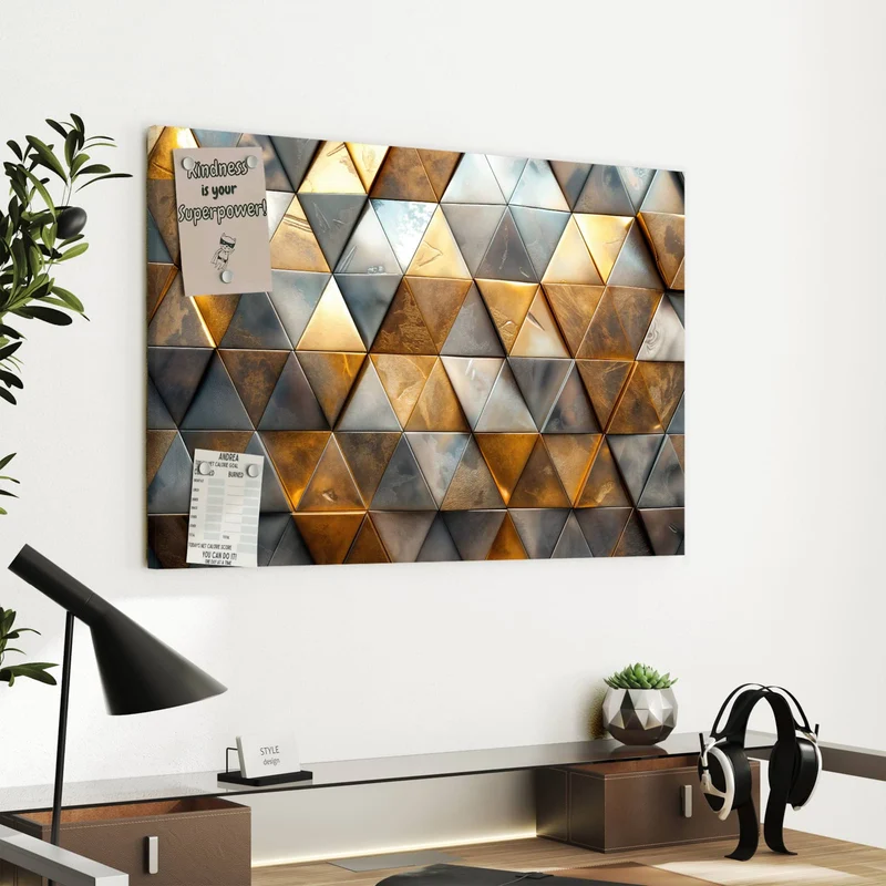 Metall Magnettafel - Metalldreiecke in Gold
