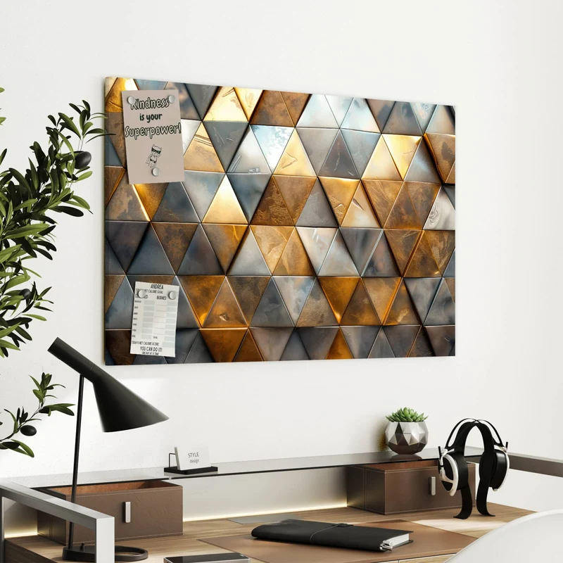 Metall Magnettafel - Metalldreiecke in Gold