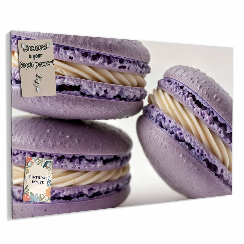 Metall Magnettafel - Lila Macarons mit Creme