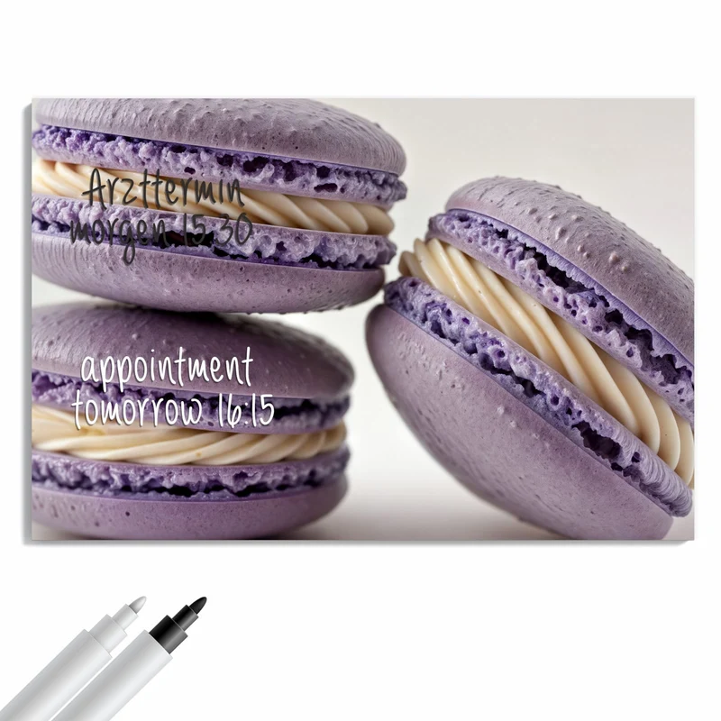 Metall Magnettafel - Lila Macarons mit Creme