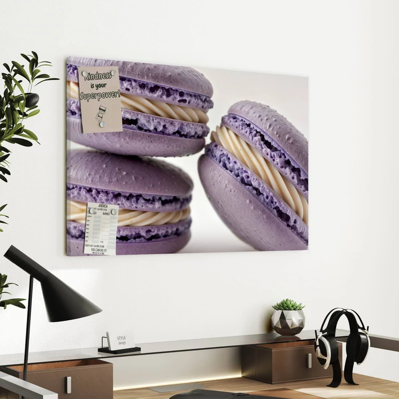 Metall Magnettafel - Lila Macarons mit Creme