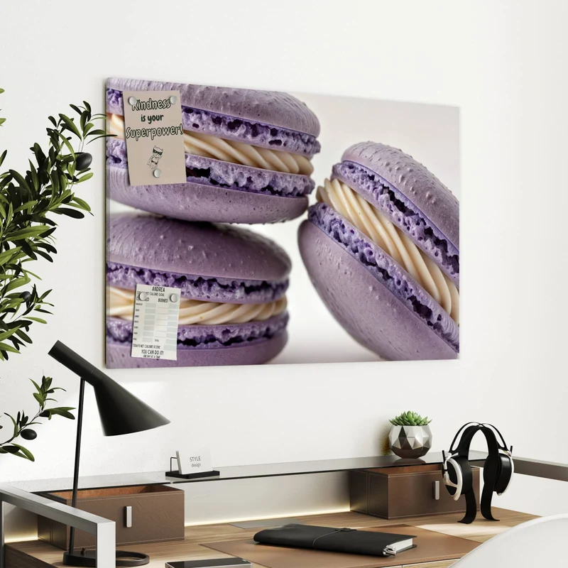 Metall Magnettafel - Lila Macarons mit Creme