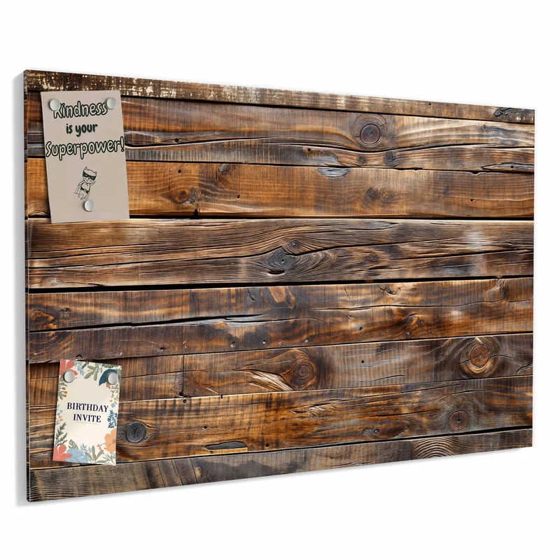 Metall Magnettafel - Nussbraune Holzwand