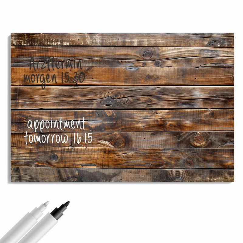 Metall Magnettafel - Nussbraune Holzwand