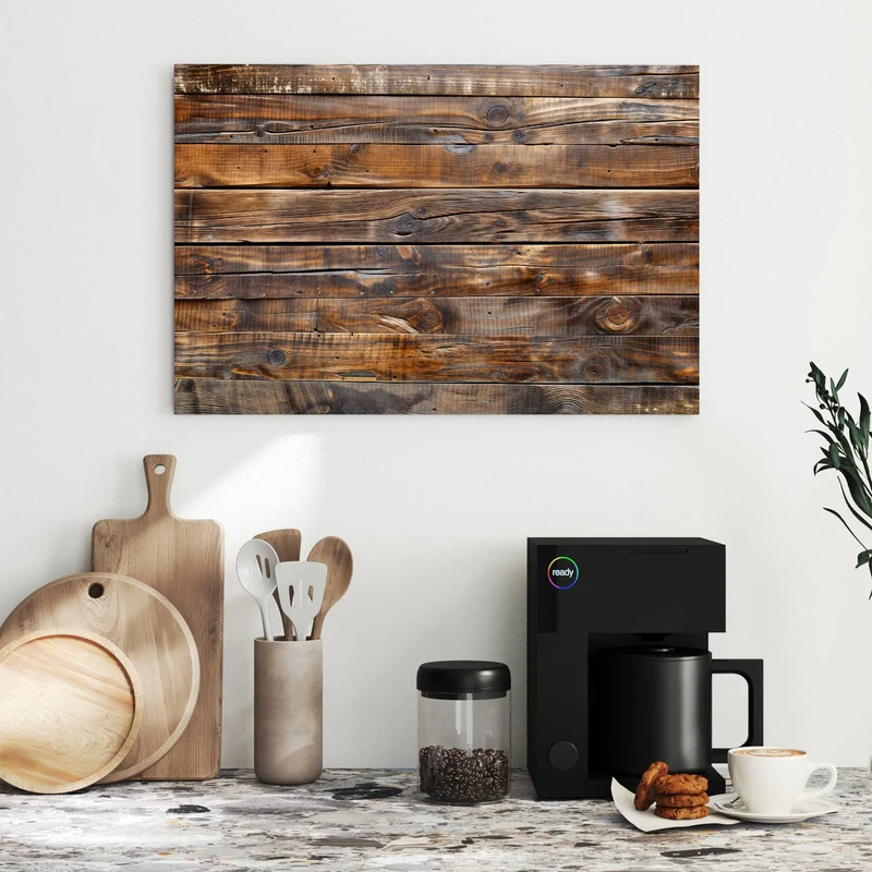 Metall Magnettafel - Nussbraune Holzwand