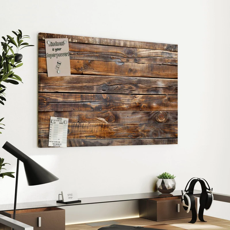 Metall Magnettafel - Nussbraune Holzwand