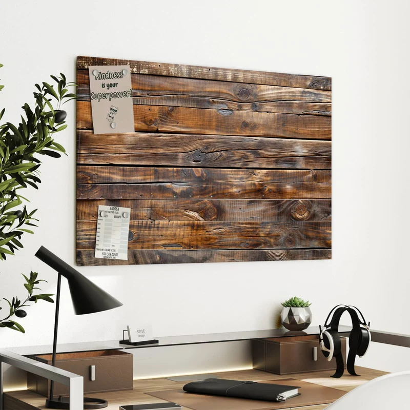 Metall Magnettafel - Nussbraune Holzwand
