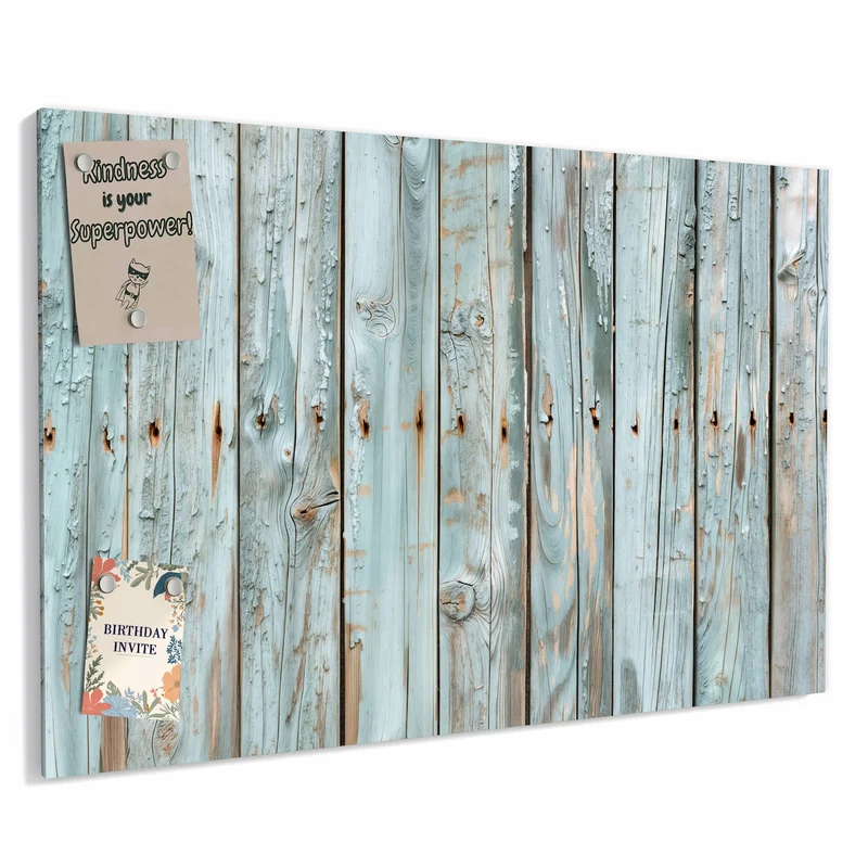 Metall Magnettafel - Hellblaue Holzplanken