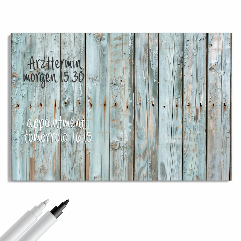 Metall Magnettafel - Hellblaue Holzplanken
