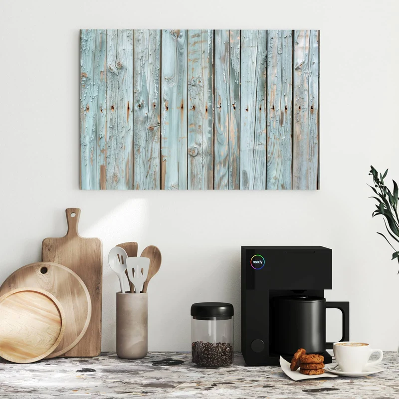 Metall Magnettafel - Hellblaue Holzplanken
