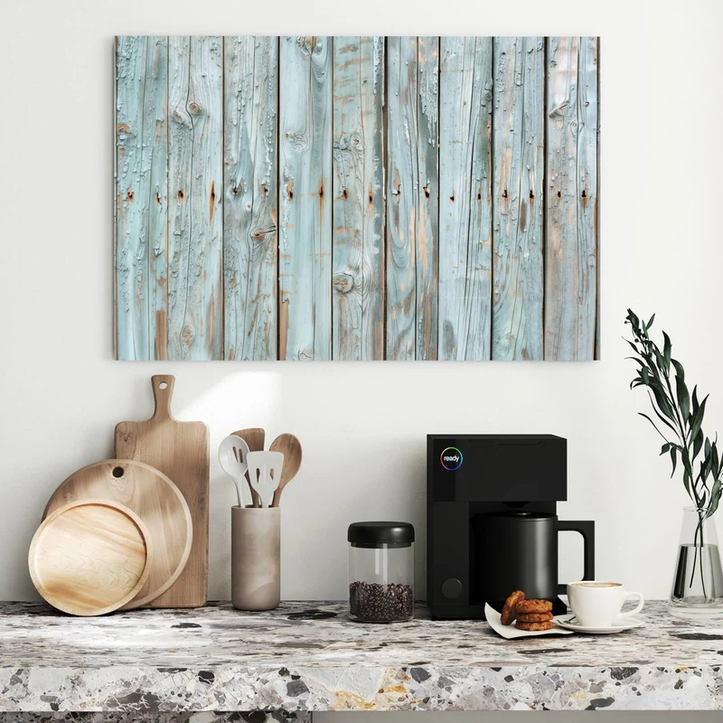 Metall Magnettafel - Hellblaue Holzplanken